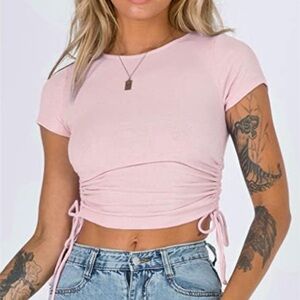Princess Polly Blush Short Sleeve Ruched Crop Top